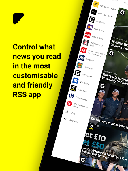Fiper source selection and news feed