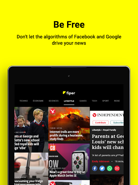 Fiper tablet news layout